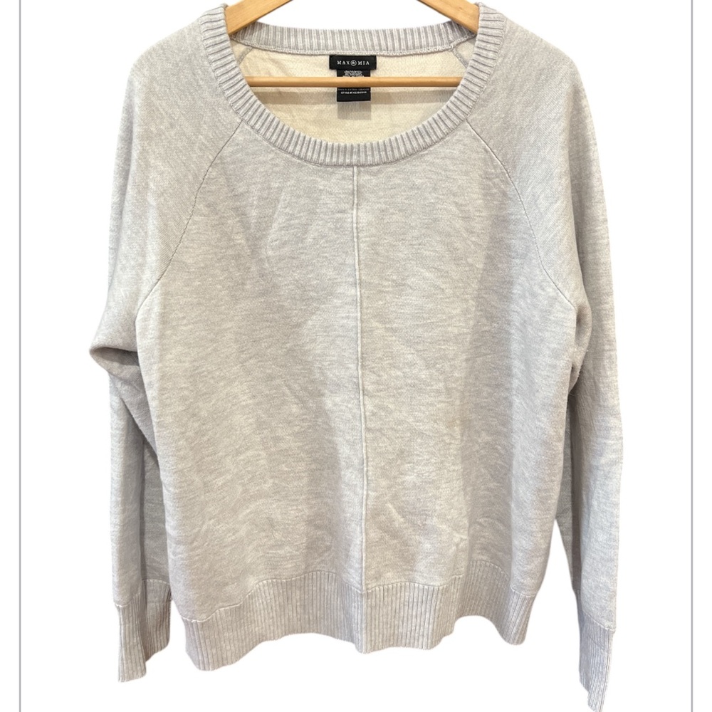 Max & Mia Crew Neck Sweater Heather Gray Long Sleeve X-Large Warm